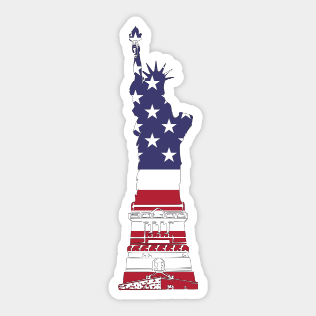 Statue of Liberty in American Flag - USA Flag T Shirt Sticker by Printaha